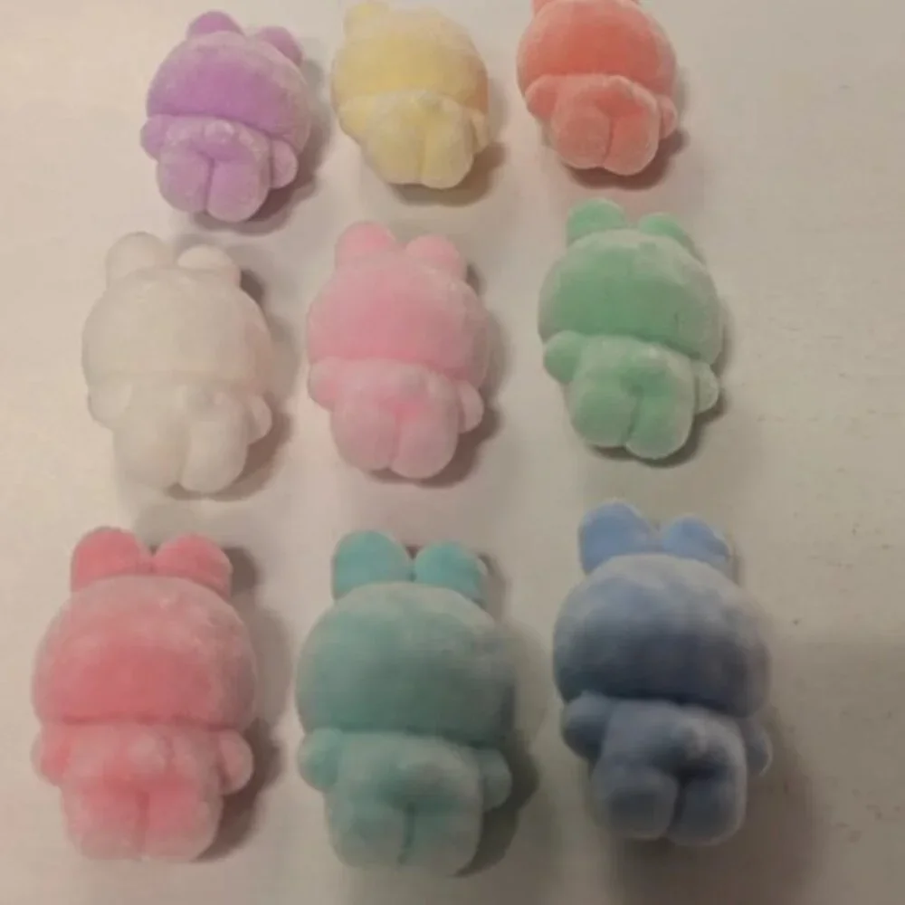 Mini Bunny Figure Set – 9 PCS Pastel Flocked Figures ~2” Tall
